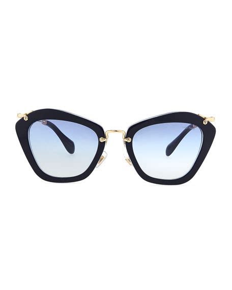 Miu Miu Pentagon Acetate Sunglasses, Dark Blue.